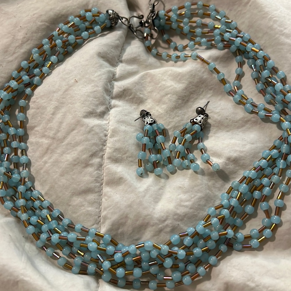 Sky blue necklace and earrings
